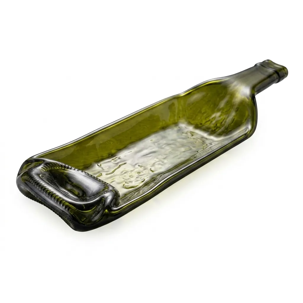 [H0025-OG] Upcycled Wine Bottle Nibble Dish - Olive Green