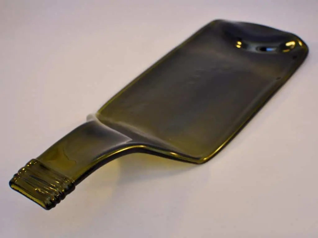 [H0024] Upcycled Wine Bottle Flat Platter - Olive Green